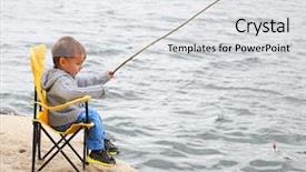  Presentation with happy holidays - Presentation having little boy catching a fish happy holidays concept background and a light gray colored foreground