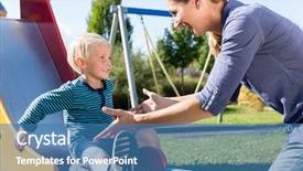  Presentation with playground - Cool new presentation with little boy chuting down slide backdrop and a teal colored foreground