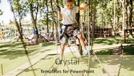  Presentation with rope - PPT theme having little-boy-climbs-in-rope background and a soft green colored foreground