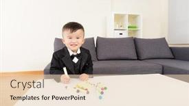  Presentation with color pencils - Presentation consisting of little boy draws with color pencils background and a lemonade colored foreground