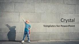  Presentation with superman - PPT theme having little boy dressed as superman background and a light gray colored foreground