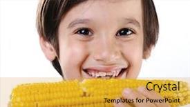  Presentation with corn - Presentation theme enhanced with little boy eating corn background and a gold colored foreground