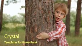  Presentation with ecology - PPT layouts featuring little boy embrace a tree background and a  colored foreground