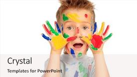  Presentation with maternal education - Slide deck enhanced with little boy enjoying his painting background and a sky blue colored foreground