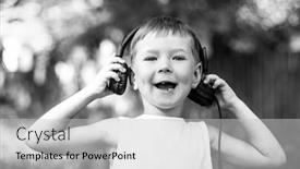 Presentation with theater black and white - Slide set consisting of little-boy-enjoying-music background and a light gray colored foreground