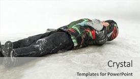  Presentation with hill - Slide deck featuring little boy enjoying sleigh ride background and a light gray colored foreground