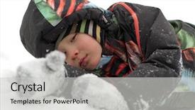  Presentation with hill - PPT layouts enhanced with little boy enjoying sleigh ride background and a light gray colored foreground