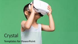  Presentation with experience - Beautiful slide deck featuring video game chalkboard - little boy experience virtual reality backdrop and a seafoam green colored foreground