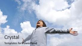  Presentation with freedom - Beautiful PPT theme featuring little boy feeling a freedom backdrop and a  colored foreground