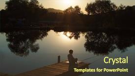  Presentation with fishing - Amazing slide deck having summertime fun - little boy fishing at sunset backdrop and a tawny brown colored foreground