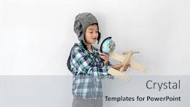  Presentation with plane - Theme consisting of little-boy-flying-plane-over background and a light gray colored foreground