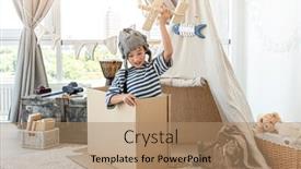  Presentation with plane - Slide deck enhanced with little-boy-flying-wooden-plane background and a coral colored foreground