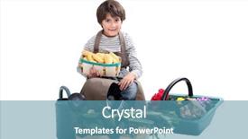  Presentation with vegetables - Presentation design consisting of little boy gathering fresh vegetables background and a  colored foreground