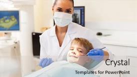  Presentation with dental office - Colorful PPT theme enhanced with little boy getting dental checkup backdrop and a lemonade colored foreground