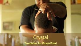  Presentation with hair - Slide deck featuring little-boy-getting-hair-cut background and a tawny brown colored foreground