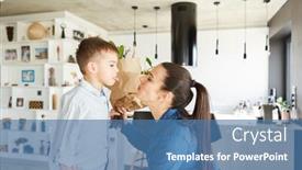  Presentation with flowers - PPT theme consisting of little-boy-gives-flowers background and a teal colored foreground