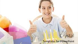  Presentation with birthday boy - Slides having little boy giving a thumbsup sign at his birthday party white background background and a lemonade colored foreground