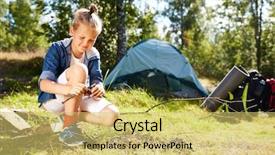  Presentation with boy scout - Presentation design consisting of little boy going to make background and a yellow colored foreground