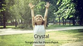  Presentation with rain - Presentation theme consisting of little boy has fun in the summer rain toned background and a soft green colored foreground