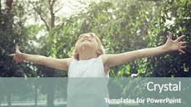  Presentation with rain - Slide deck with little boy has fun in the summer rain toned background and a gray colored foreground