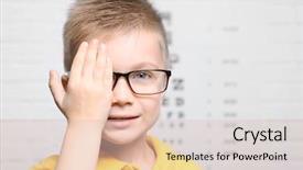  Presentation with ophthalmologist - Colorful presentation theme enhanced with little boy having eye test backdrop and a lemonade colored foreground