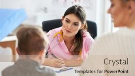  Presentation with examination - Slides enhanced with little-boy-having-medical-examination background and a soft green colored foreground