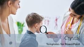  Presentation with examination - Cool new presentation theme with little-boy-having-medical-examination backdrop and a light blue colored foreground