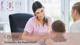  Presentation with examination - Colorful PPT theme enhanced with little-boy-having-medical-examination backdrop and a coral colored foreground