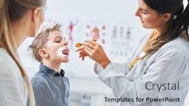  Presentation with pediatrician - PPT layouts consisting of little-boy-having-medical-examination background and a light blue colored foreground