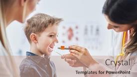  Presentation with examination - Theme consisting of little-boy-having-medical-examination background and a coral colored foreground