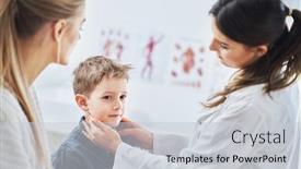  Presentation with examination - Amazing theme having little-boy-having-medical-examination backdrop and a light gray colored foreground