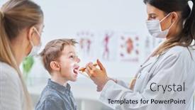  Presentation with examination - PPT layouts with little-boy-having-medical-examination background and a light blue colored foreground