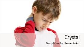  Presentation with pain - Presentation theme consisting of little boy having neck pain background and a sky blue colored foreground