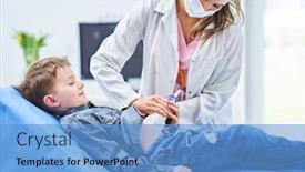  Presentation with pediatrician - Beautiful theme featuring little-boy-having-usg-examination backdrop and a teal colored foreground