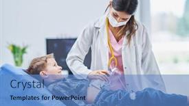  Presentation with pediatrician - Colorful slide set enhanced with little-boy-having-usg-examination backdrop and a teal colored foreground