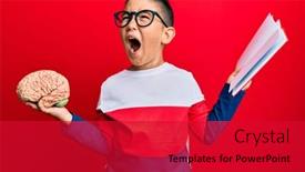  Presentation with anger kid - Colorful theme enhanced with little-boy-hispanic-kid-holding backdrop and a crimson colored foreground