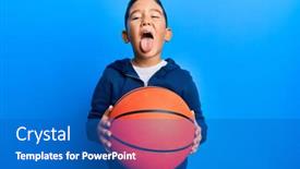  Presentation with basketball - Slide deck featuring little-boy-hispanic-kid-holding background and a teal colored foreground