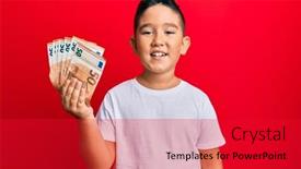  Presentation with bunch - Amazing PPT theme having little-boy-hispanic-kid-holding backdrop and a red colored foreground