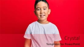 Presentation with hispanic - Slide deck having little-boy-hispanic-kid-wearing background and a red colored foreground
