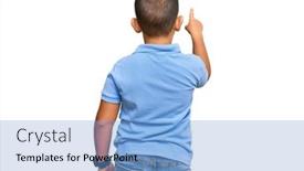  Presentation with finger - Cool new slides with little-boy-hispanic-kid-wearing backdrop and a light blue colored foreground