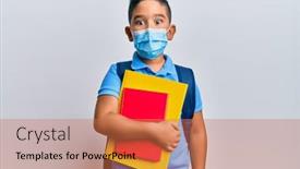  Presentation with toothpaste little kid boy brushing - Amazing slide deck having little-boy-hispanic-kid-wearing backdrop and a coral colored foreground