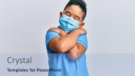  Presentation with self care - PPT theme consisting of little-boy-hispanic-kid-wearing background and a light blue colored foreground