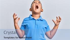  Presentation with frustration - Colorful slide deck enhanced with little-boy-hispanic-kid-wearing backdrop and a light blue colored foreground