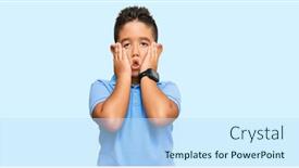  Presentation with sadness - Colorful presentation design enhanced with little-boy-hispanic-kid-wearing backdrop and a sky blue colored foreground