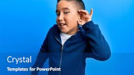  Presentation with hearing - Slide deck having little-boy-hispanic-kid-wearing background and a ocean colored foreground