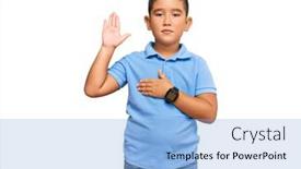  Presentation with hand palm - Audience pleasing PPT layouts consisting of little-boy-hispanic-kid-wearing backdrop and a light blue colored foreground