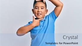  Presentation with hispanic - Colorful presentation design enhanced with little-boy-hispanic-kid-wearing backdrop and a light blue colored foreground
