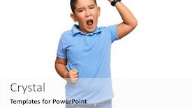  Presentation with anger kid - PPT theme enhanced with little-boy-hispanic-kid-wearing background and a white colored foreground