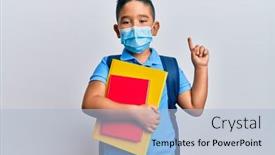  Presentation with medical face mask - Audience pleasing slides consisting of little-boy-hispanic-kid-wearing backdrop and a light blue colored foreground