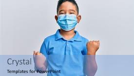 Presentation with closed - PPT layouts consisting of little-boy-hispanic-kid-wearing background and a light blue colored foreground